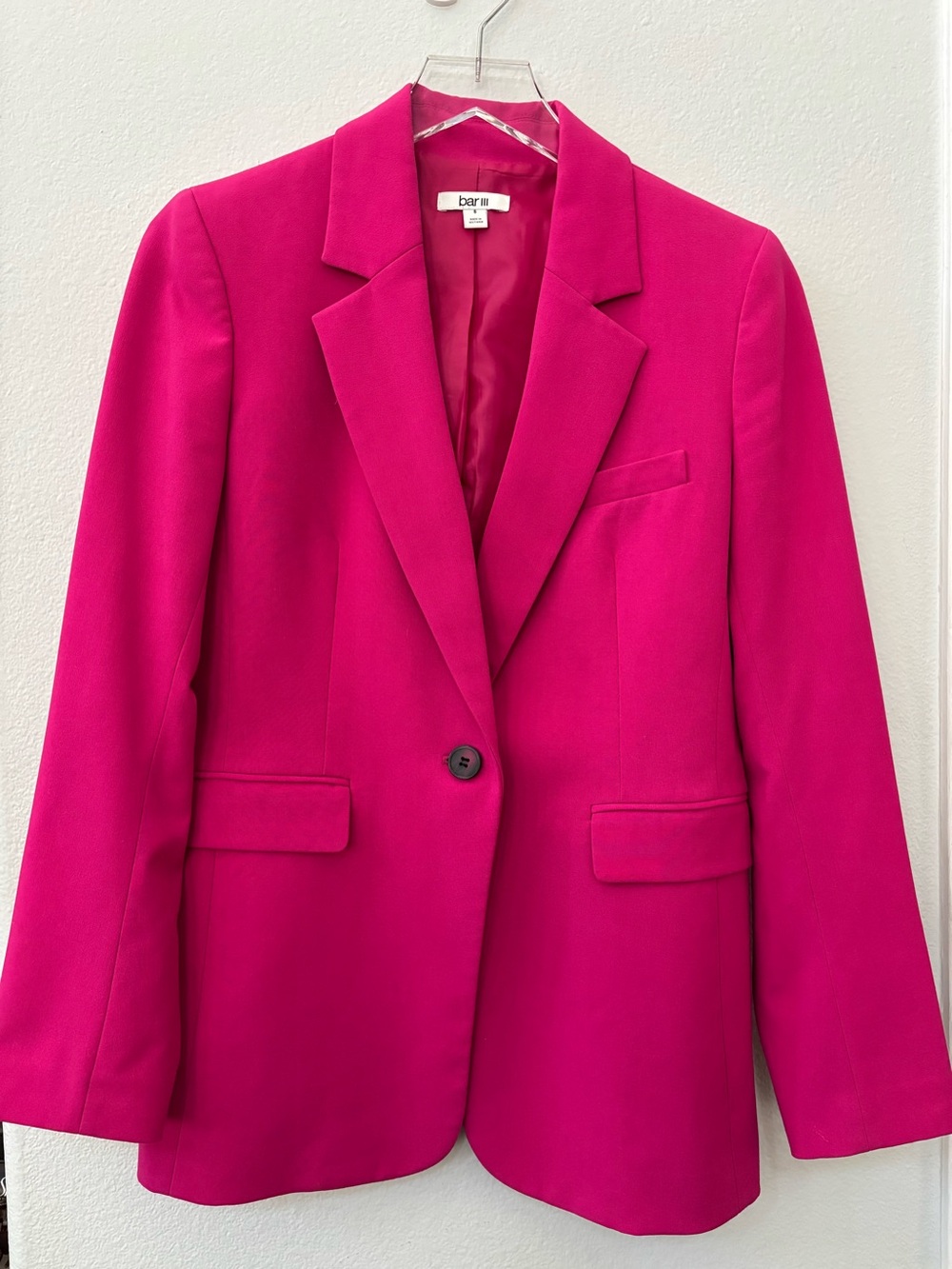 Bar III women’s bright hot pink fully lined blazer size 8